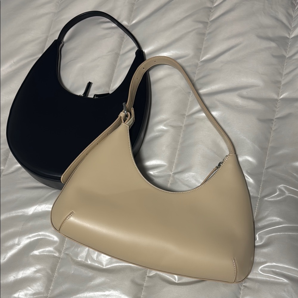 OAK + FORT Cream and Black Shoulder Bags Sleek Design